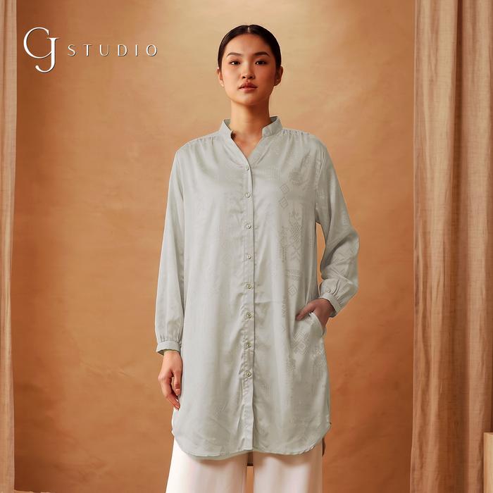 CJ Studio | Tunik Wanita Aliyana Mint Silk | Tunik Wanita Lengan Panjang Motif Polos