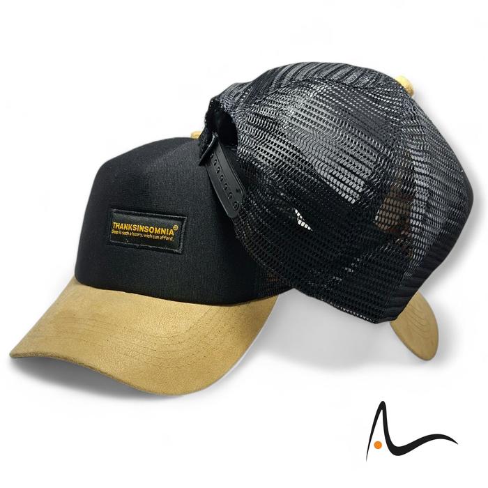 Dloozy Topi Jaring Trucker Hat Pria Wanita Dewasa Premium Material Nilon DC Black Adjustable Size 50