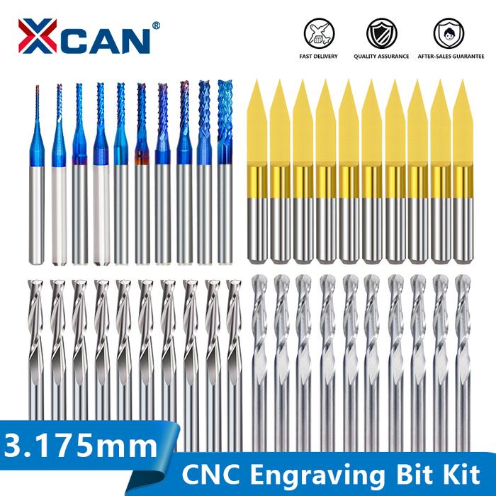XCAN 1/8'' Shank Milling Cutter CNC Engraving Bit Kit CNC Router Bit