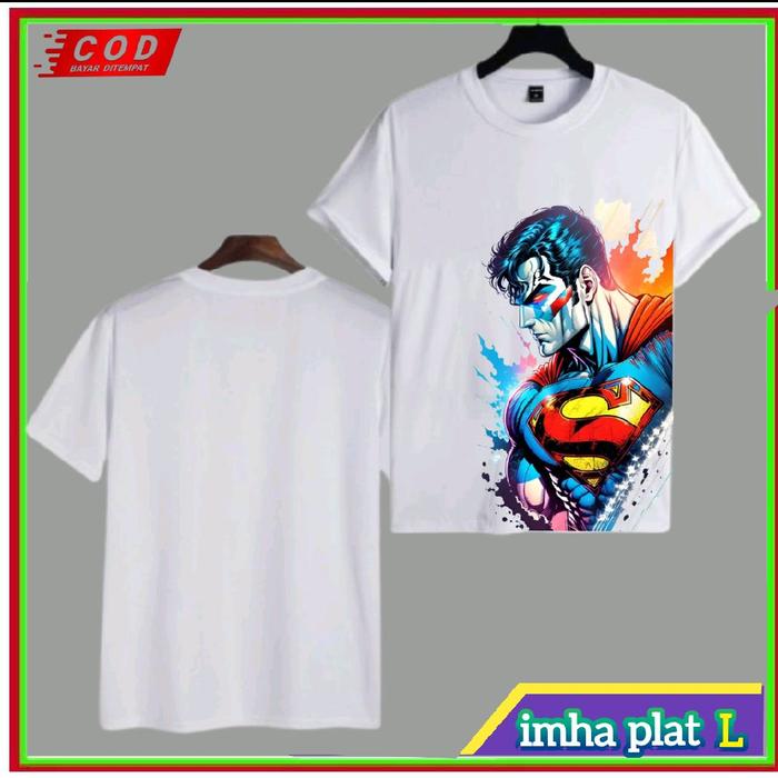 T-Shirt Kaos SUPERMAN Cotton 30s Ukuran Anak Dan Dewasa Atasan Keluarga Jumbo Unisex