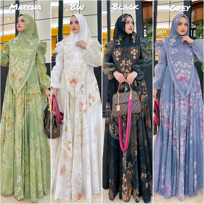 DAYYANA SERIES BY ALYA SYARI Branded Ceruty Jersey Series Idul Adha Syari Premium Hitam Putih Macha 
