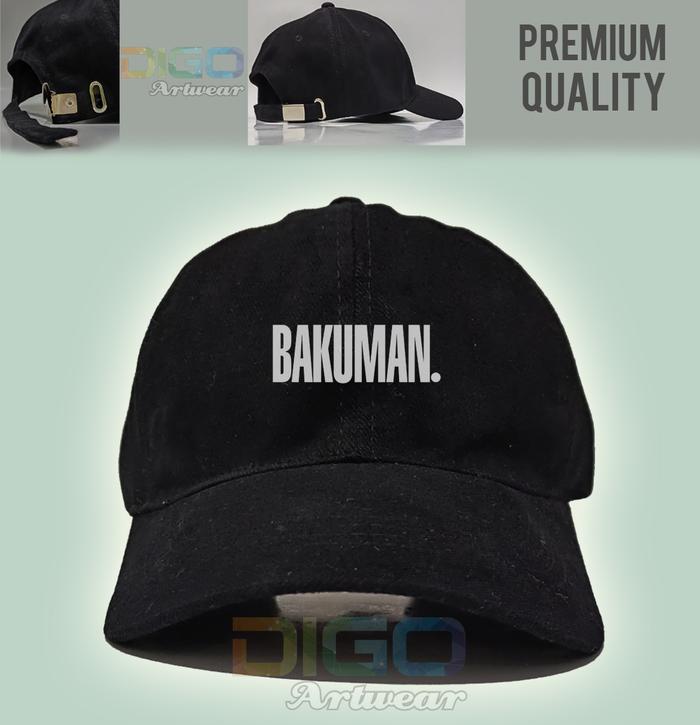 Topi Bakuman Anime Premium Caps Cotton Raffel Hitam Unisex Casual