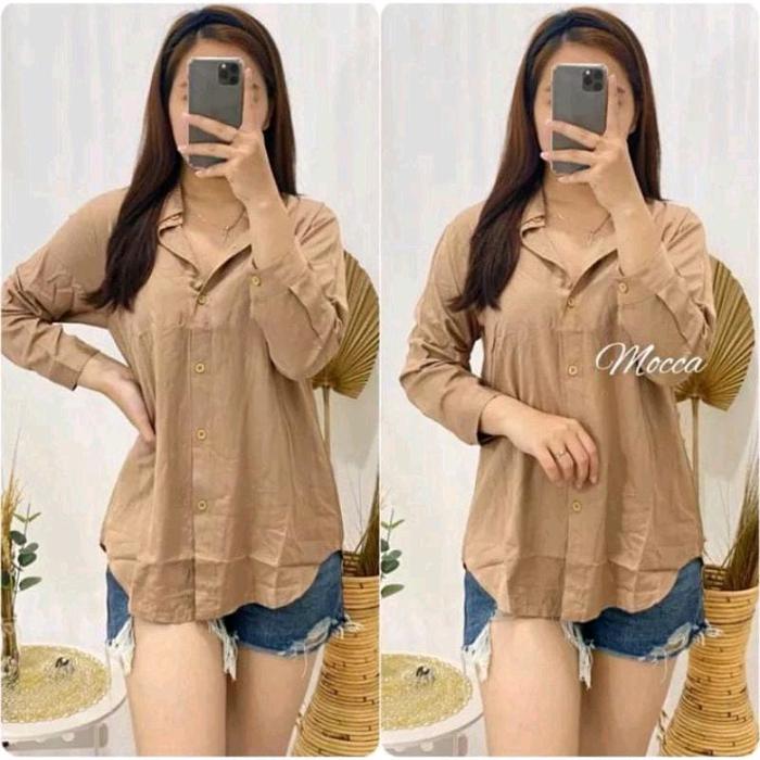 DENIA90// kmeja wanita blus wanita bahan rayon twill basis shirt pilos