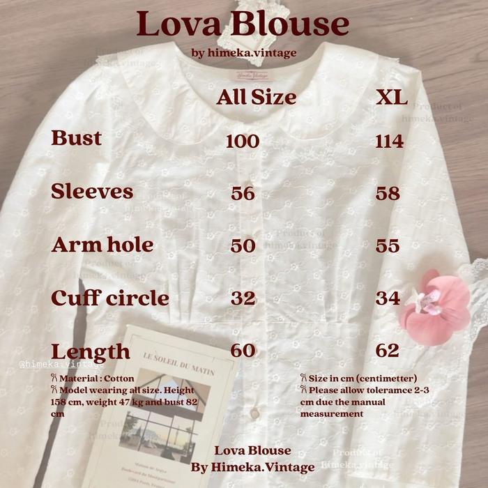Himeka Vintage - Lova Blouse - Embroidery Blouse - White Blouse - Vintage Coquette Blouse - Coquette