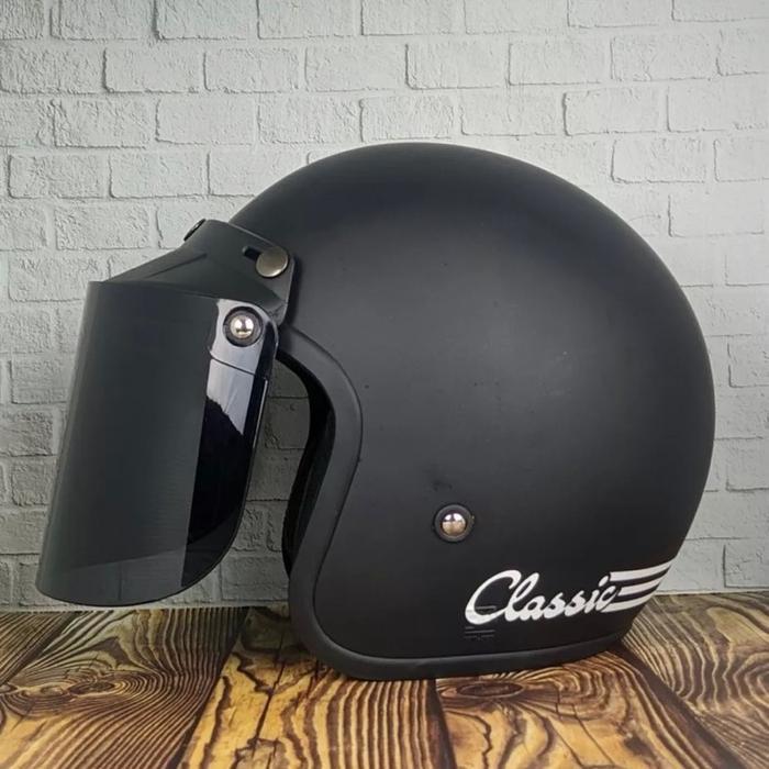 Helm Bogo Dewasa Classic SNI Full Leher Ori ANT Polos Cepol Hijab Wanita Pria Motorcycle