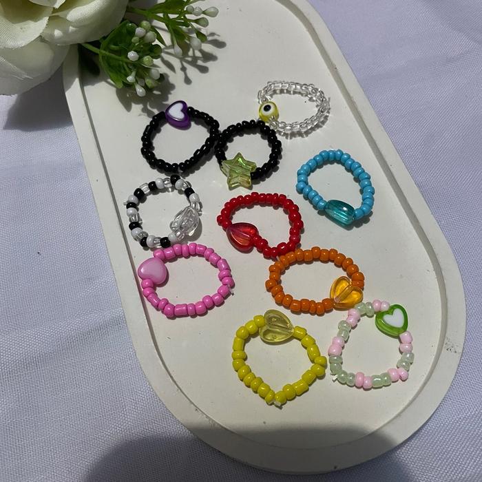 Cincin Manik Manik, Beads Jewelry, Mani manik lucu, Manik manik aesthetic