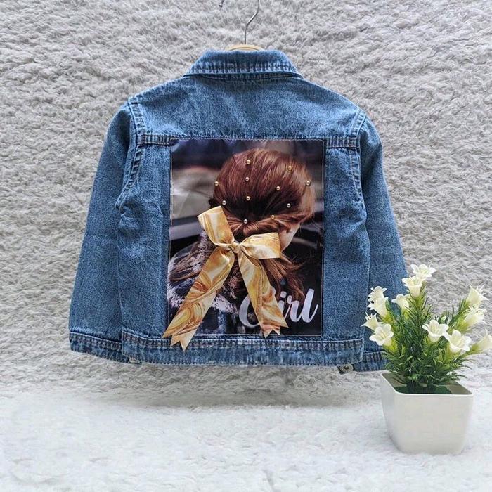 JAKET JEANS ANAK PEREMPUAN 3D GAMBAR PITA