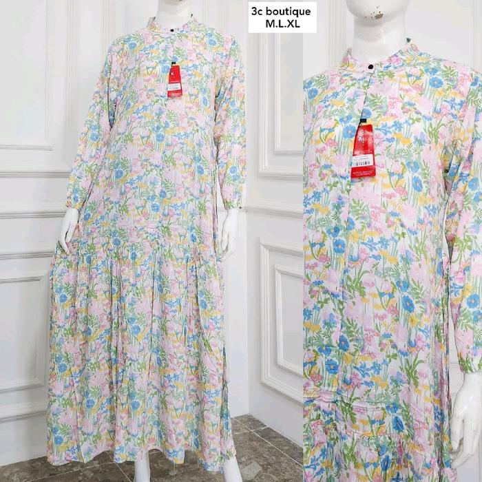 Gamis 3C Boutique Motif Bahan Rayon Twill Adem