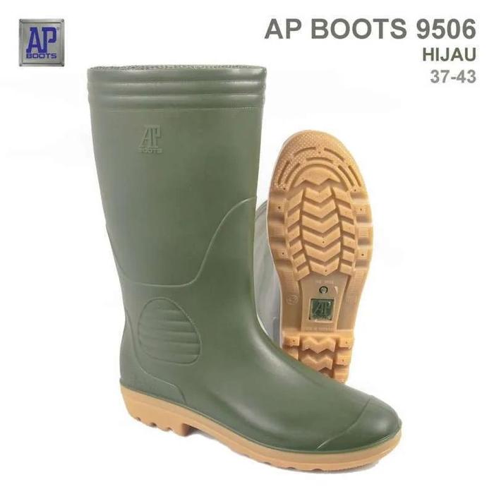 Sepatu AP Boots 9506 Hijau 37-43 Safety Karet Sepatu Ap Boots Pria Boot Proyek Sawah Perkebunan