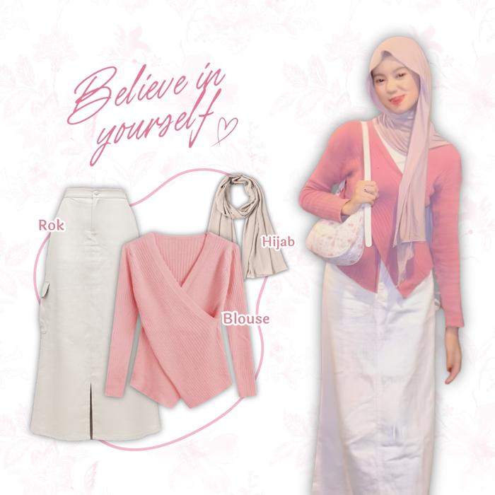 Louvee Outfit / one set remaja 3in1 /  Setelan Kekinian / outfit wanita kekinian / Jisoo Blouse Raju