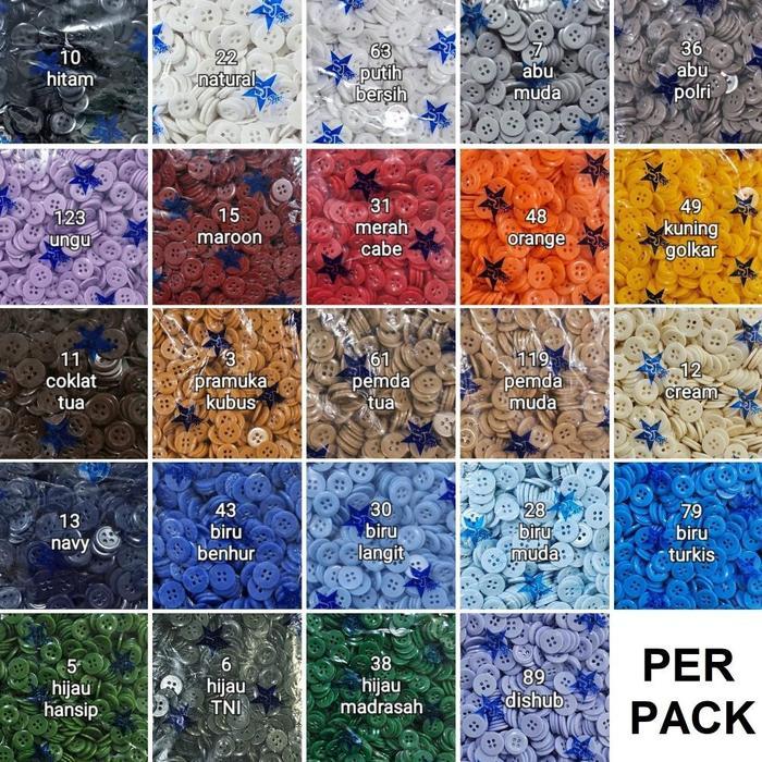Kancing Baju/Hem/Kemeja Dinas PDH 14mm/1,4cm/22L @10 gros