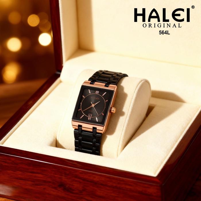 READY HALEI IND 564 L - Bergaransi Jam Tangan Tanggal Petak Rantai Wanita - Bahan Stainless Steel Ba