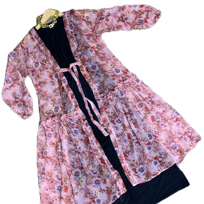 Nays Long Outer Cardigan Muslim Panjang Motif Bangkok Sifon Premium Fit to XXL Mewah