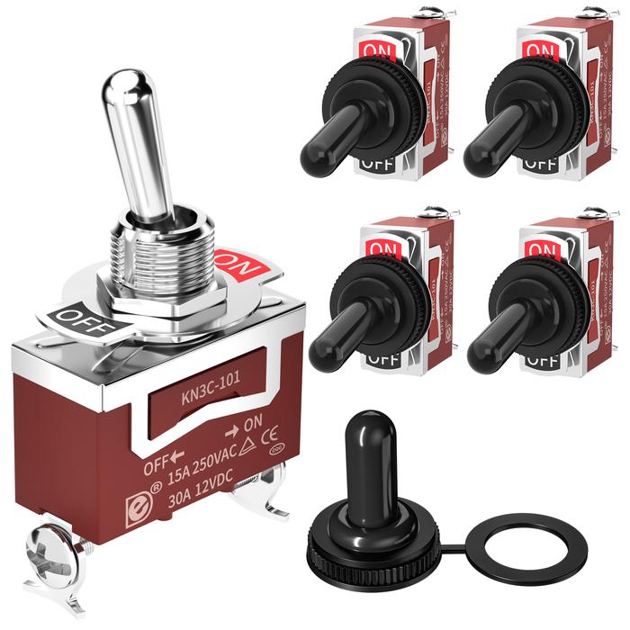 5PCS ON OFF Toggle Switch 2 Position SPST Waterproof Toggle Switch