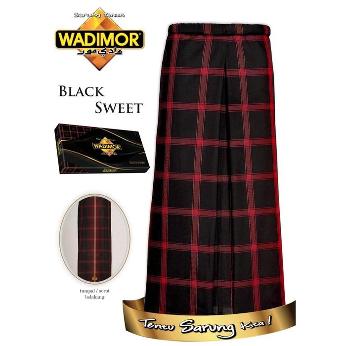 Wadimor Sarung Hitam Muslim Pria Black Sweet Kotak-kotak 9 Warna Nyaman Kain Motif Dewasa Tenun