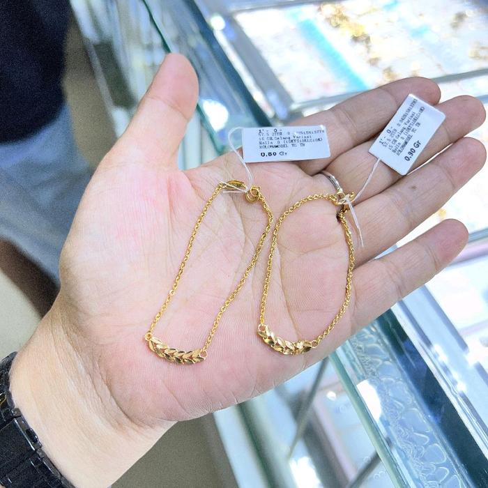 gelang rolona wanita 0.8gram Rantai daun terbaru
