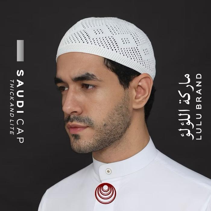 Lulu Brand Peci Kopiah Rajut Saudi Import Original Tebal Kualitas Premium Star Series Ori untuk Pria