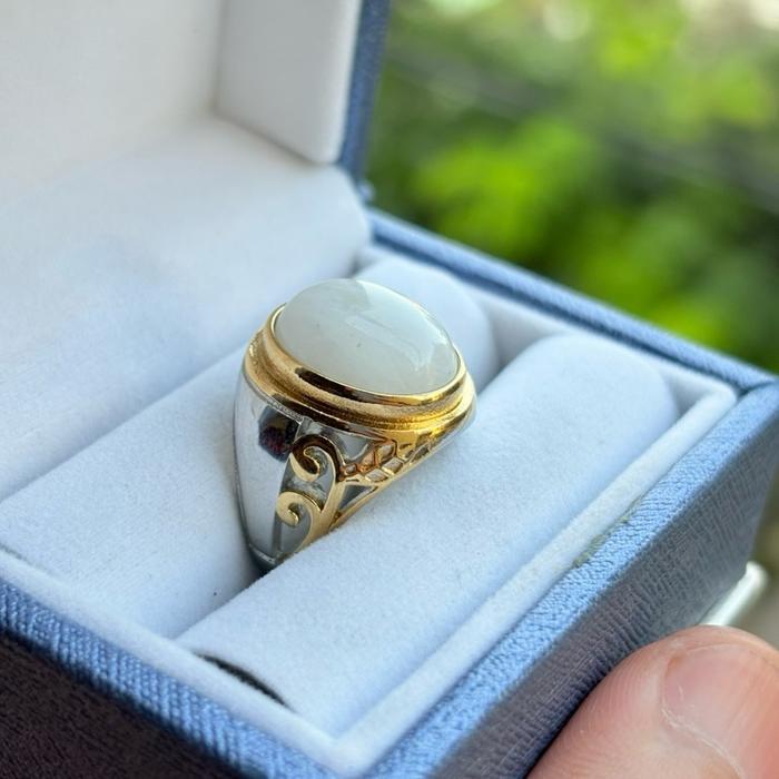 Cincin Batu biduri bulan mewah keren ring titanium