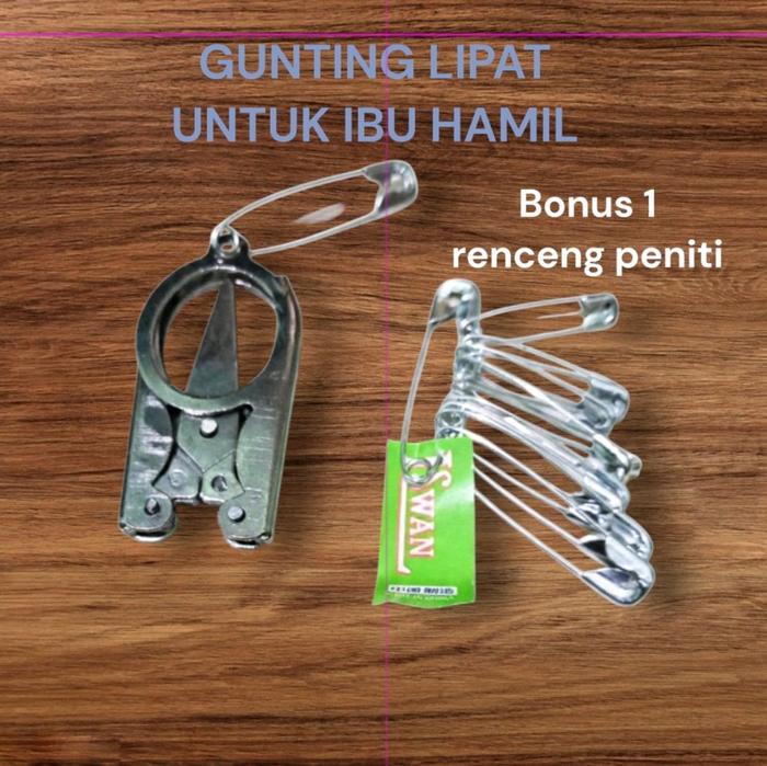Untuk Ibu Hamil - Gunting lipat Kecil-Bonus 1 renceng peniti