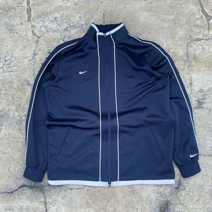 N1ke Jaket Track Vintage 90s Pria Navy Putih