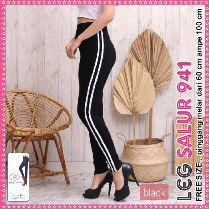 Legging Salur 941 / Leging Salur lis putih samping / Legging jumbo wanita / Legging panjang Celana D