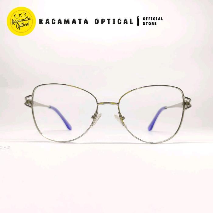 KACAMATA OPTICAL - Frame KMO135 Cat Eye Silver Besi Plastik