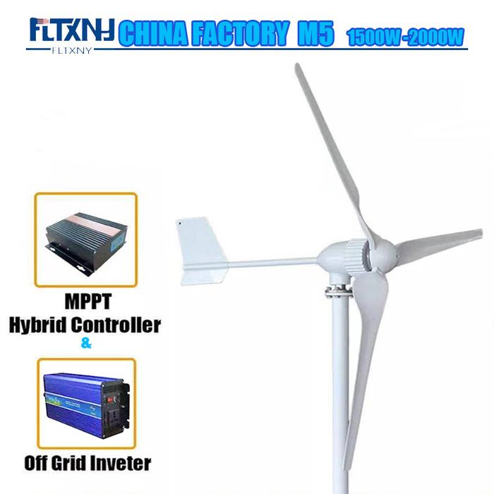 Pabrik Cina 2000W Turbin Angin Horizontal untuk Rumah 2KW 24V 48V 96V