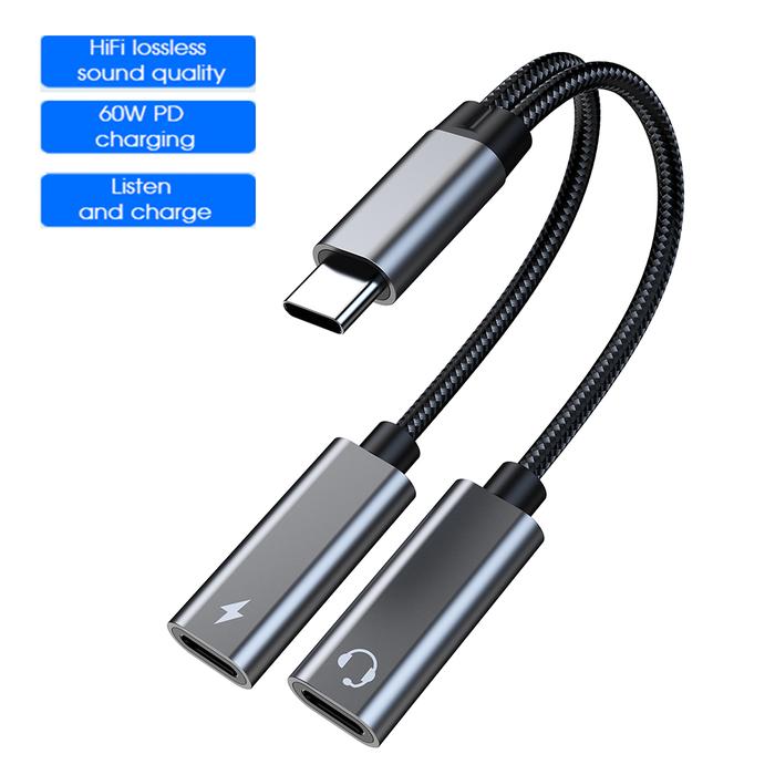 32bit/384Khz USB Type C Jack Headset Adapter Hifi Dac+Pd 60w Fast