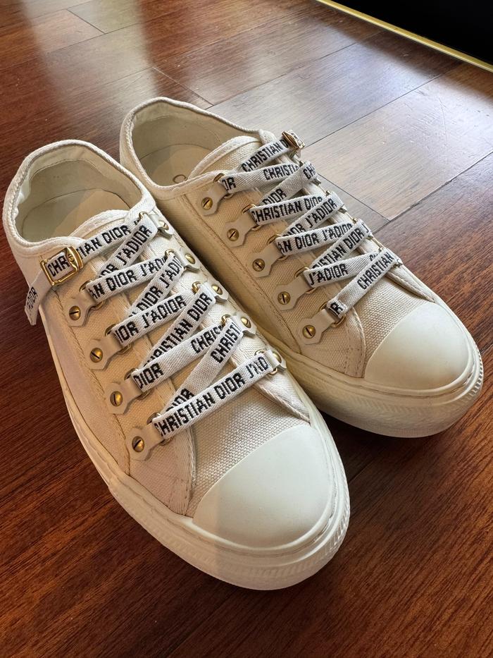 Walk'N'Dior Sneakers Women, SIZE 37 White Canvas