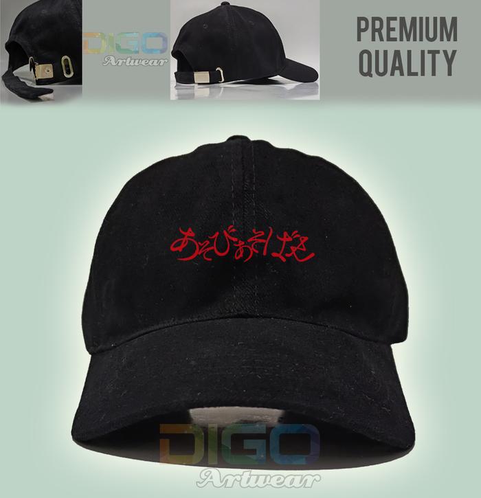 Topi Asobi Asobase Premium Caps Cotton Raffel Hitam Unisex Casual