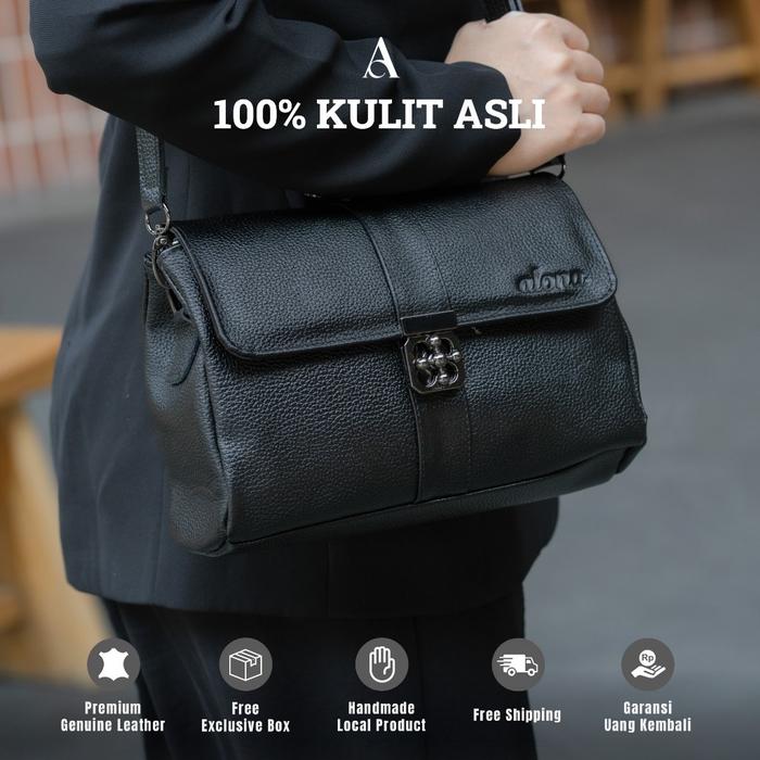 Alona Belleza Original Tas Kulit Wanita Selempang Bahu Fashion Wanita Cewek Kulit Asli 100% Premium 