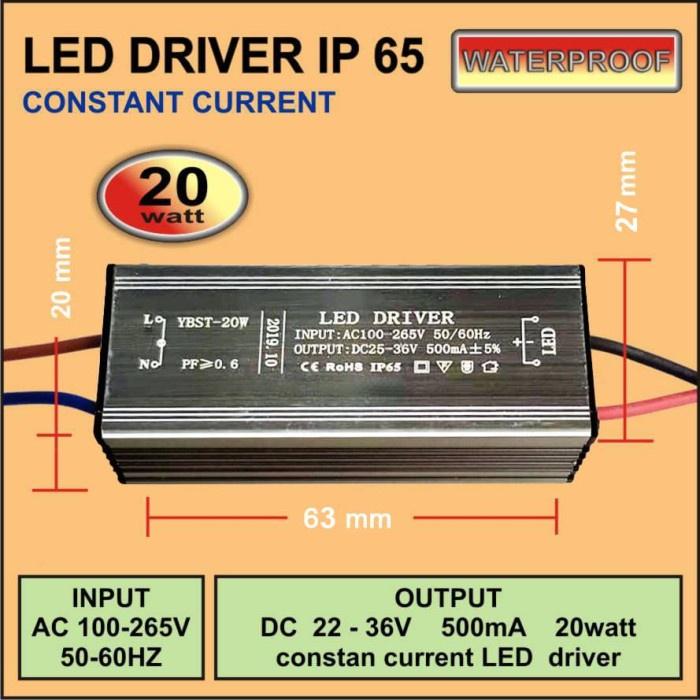 LED Driver AS 20 Watt 500 mA AC-DC Casing Besi WATERPROOF