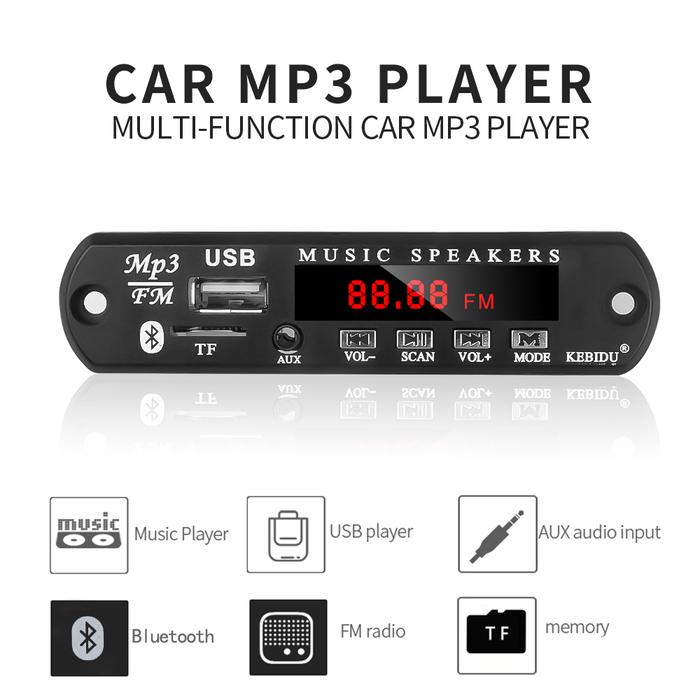 5V-12V Car Audio Modification Bluetooth MP3 Player Kit Wireless FM