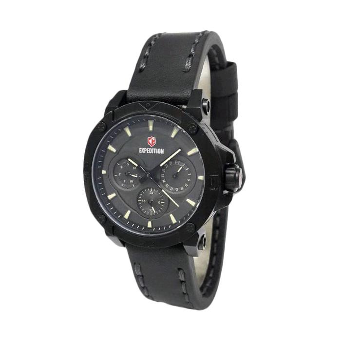 Jam Tangan Wanita Expedition Analog Chrono Tali Kulit Hitam E6606M - Watches