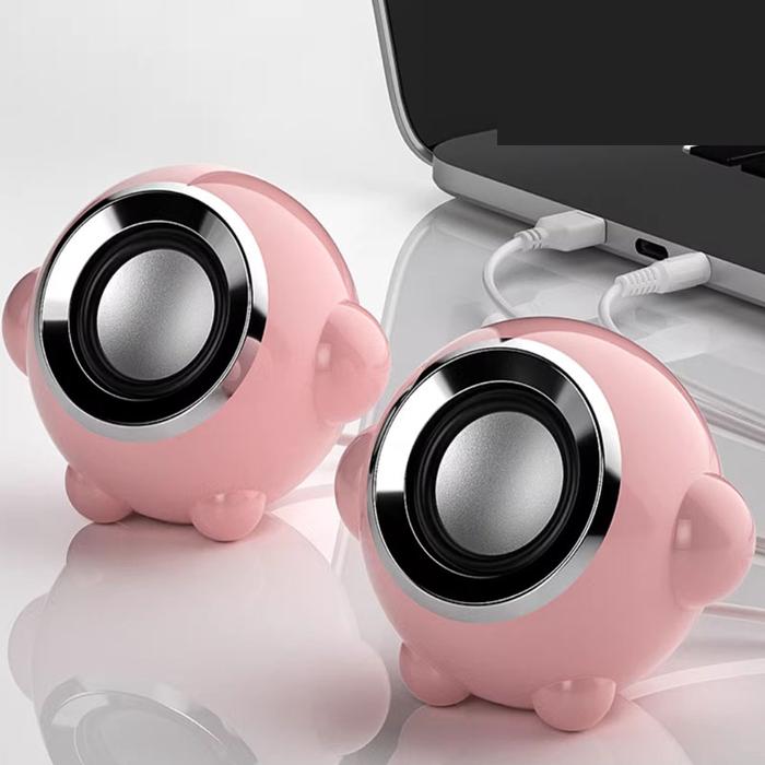 Pink Computer Speakers For PC Laptop Speakers USB 3.5mm Wired Music