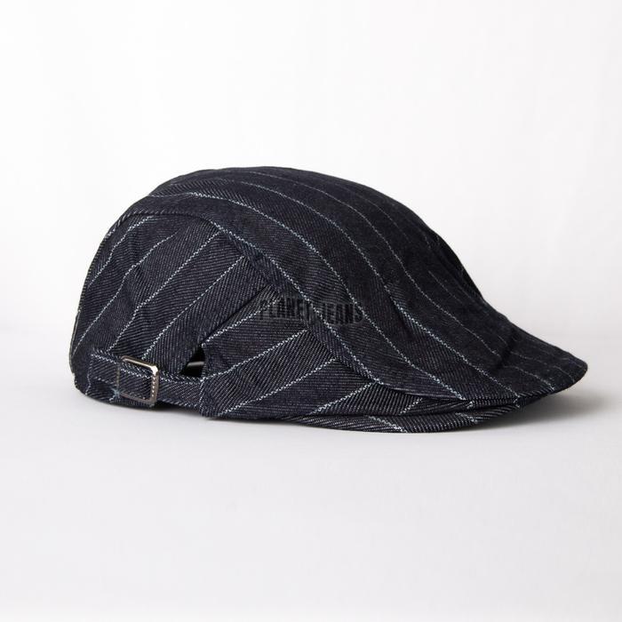 Topi Flat Cap Denim Salur Pelukis Vintage Baret Newsboy Hat Stripe - FC06 Planet Jeans