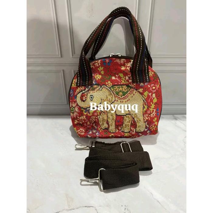 BESTSELLER !!! mini hanbag kanvas oval - mini handbag etnik thailand - tas thailand - tas bangkok -