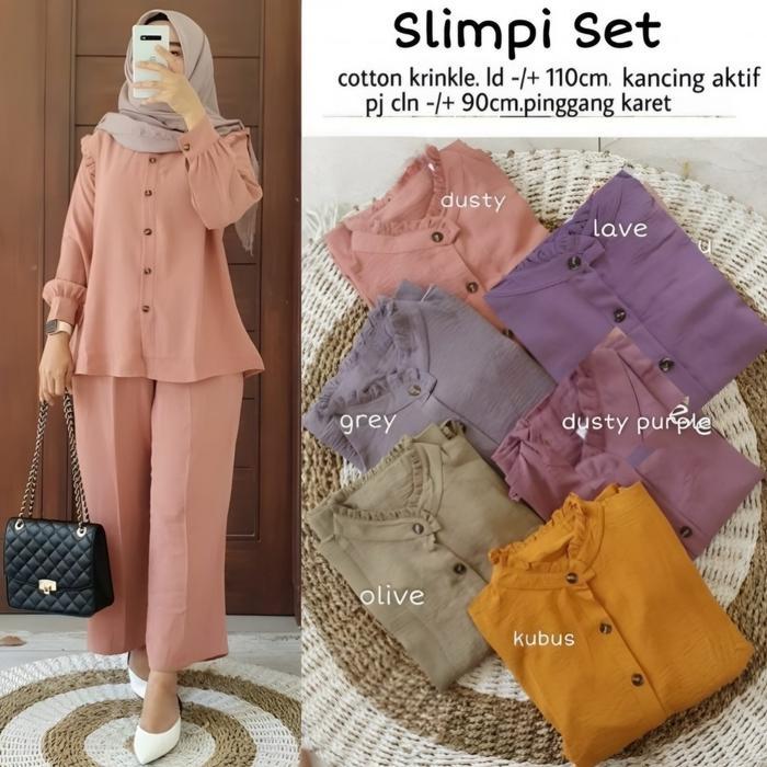 Mumu - Slimpi Set Setelan Crinkle Ld 110 By Mumu Fashion Solo Muslim Wanita