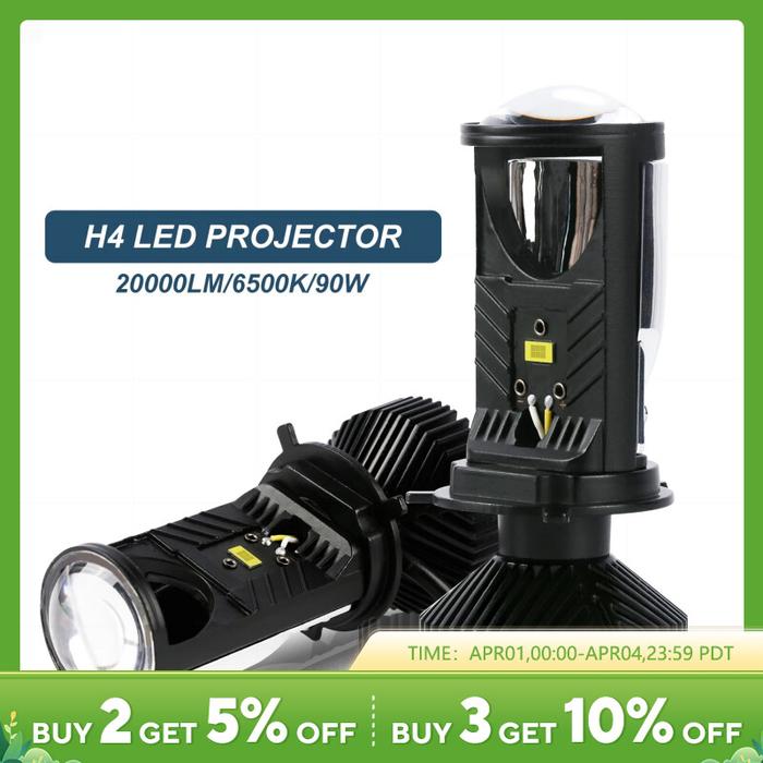 Y6D H4 LED Projector Headlight Projector Lens with Fan Cooling 90W