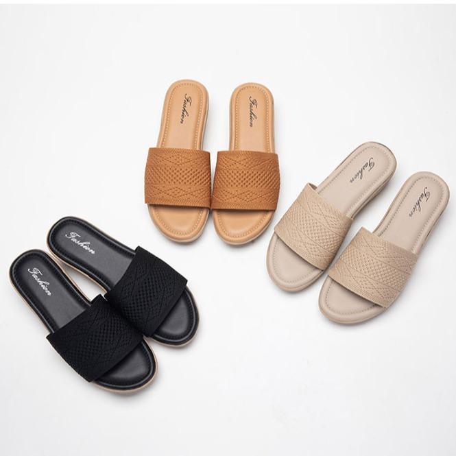 TIMINAA - [FASHION] [06] SENDAL WEDGES WANITA SLIP ON Tinggi 5cm Ringan Empuk sendal  slop selop  wa