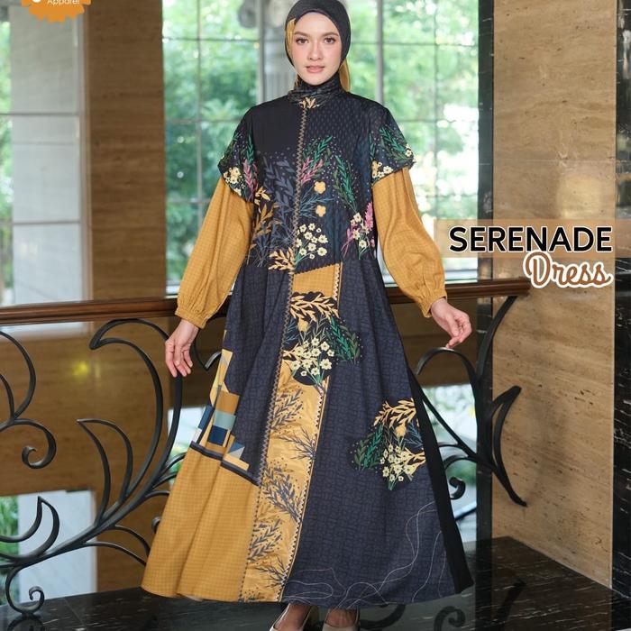 Serenade Dress Polos/Print By Giok Apparel Motif Gamis Printing Wanita Cantik Lembut