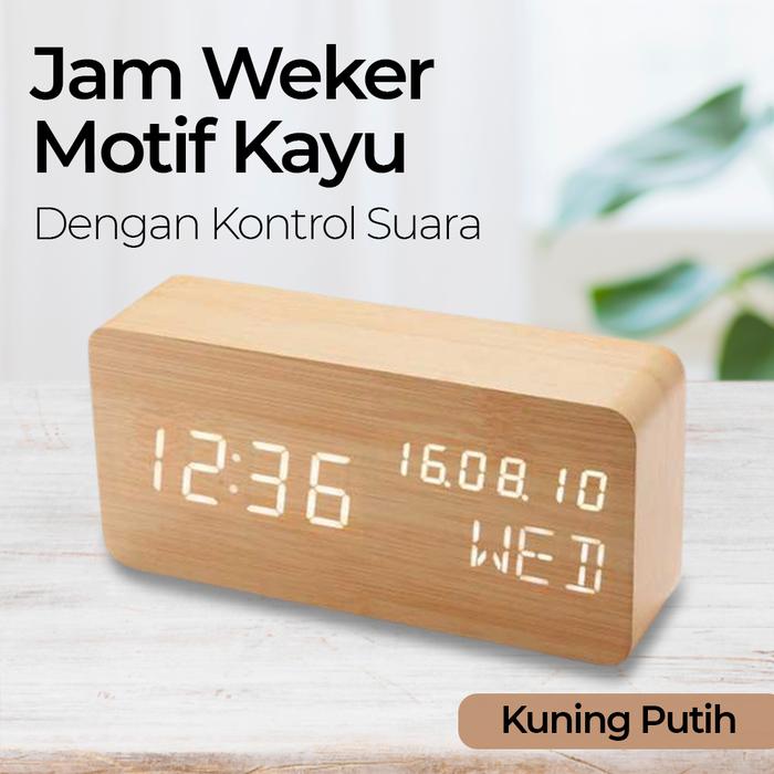 GrandMall - Jam Weker Digital | Alarm Clock Kayu | Jam Meja LED