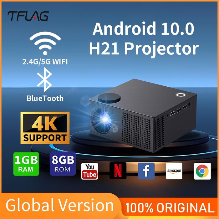 Portable Mini TFlag H21 Projector LED Video Projector Android 10.0