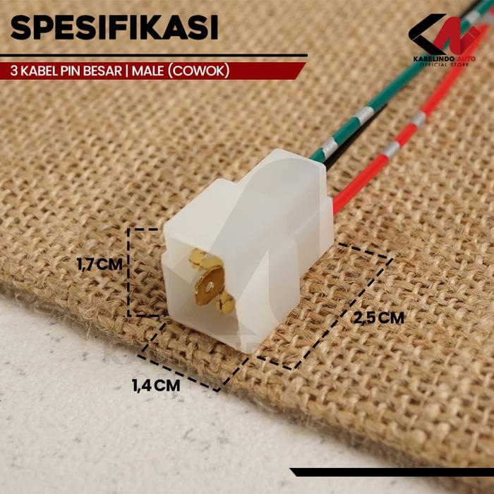 Ready Stok Soket Konektor Kabel 3 Pin Besar / Socket Sambung Mobil Motor Store.Id