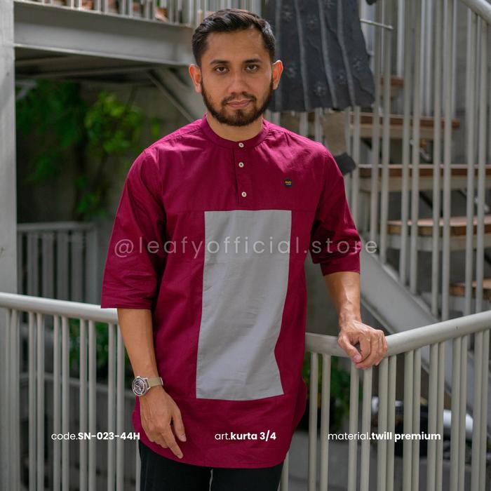LEAFY SN-023 / KURTA LENGAN 3/4 MOTIF KOMBINASI I BAJU KOKO PRIA I KURTA TWILL PREMIUM