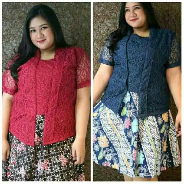 Set kebaya brukat pendek jumbo ld 150 cm