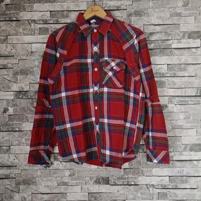 ( size M ) kemeja gaijin made crazy silhouette flanel shirt