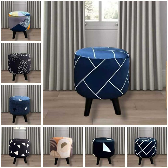 Cover sofa stool bulat stretch / Sarung pelindung stool bulat / Sarung sofa stool bulat elastis