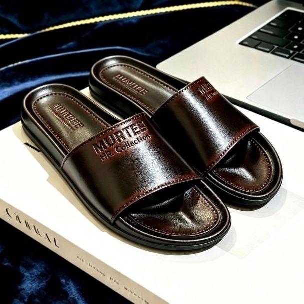 Sandal branded Kulit Pria Sandal Slide 100% branded Bergaransi