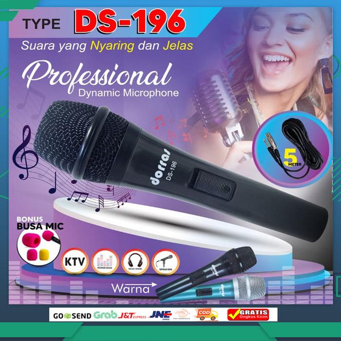 Dorras Mic Dynamic Microphone DS-196 Biru Kabel 5 Meter Super Murah